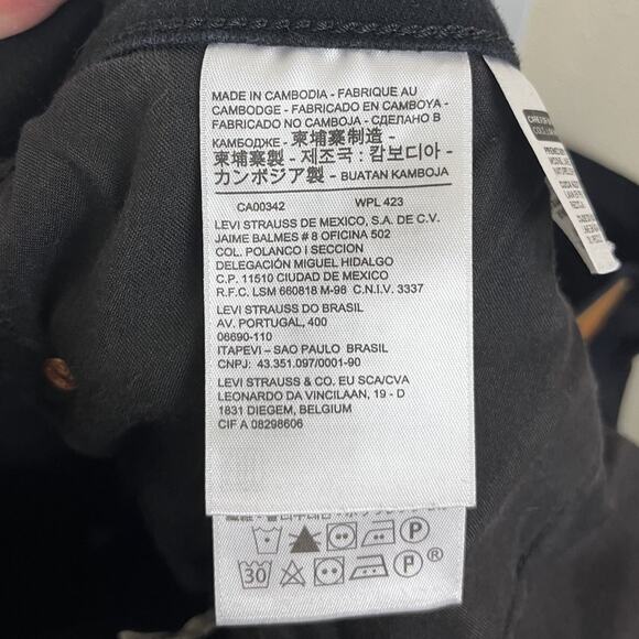 Levis 501 Wedgie Skinny Crop Jeans Womens Plus Size 20W Black Distressed Raw Hem - Picture 4 of 5